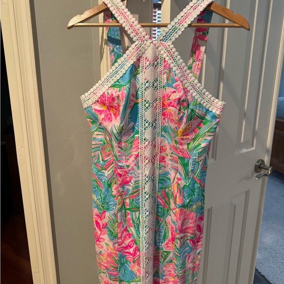 Lilly Pulitzer Print Lace Front Sleeveless Shift Dress size 4 - Picture 3 of 3